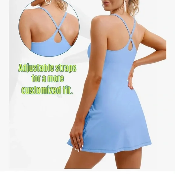 Sky Blue Women's Chemise Tennis Dress size Medium pads have been taken out - Picture 9 of 9